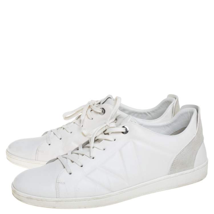 Pre Owned Louis Vuitton White Leather And Suede Low Top Sneakers Size 44.5