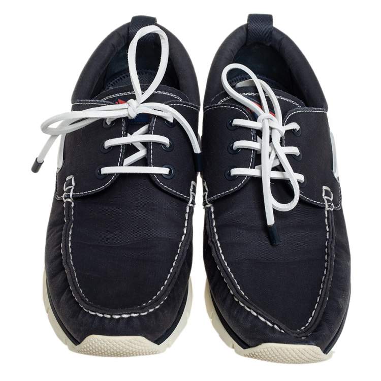 Pre Owned Louis Vuitton Blue Canvas Boat Shoes Size 45