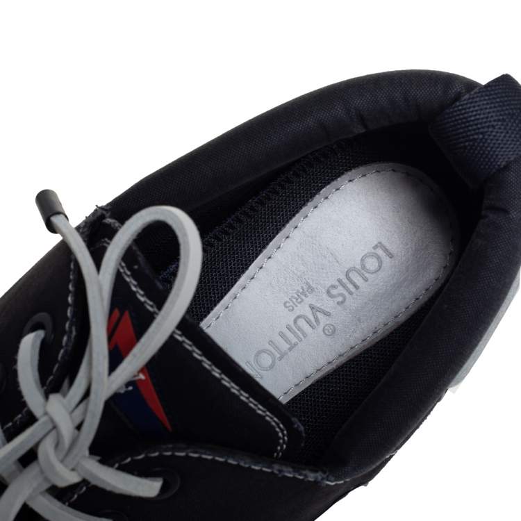Pre Owned Louis Vuitton Blue Canvas Boat Shoes Size 45