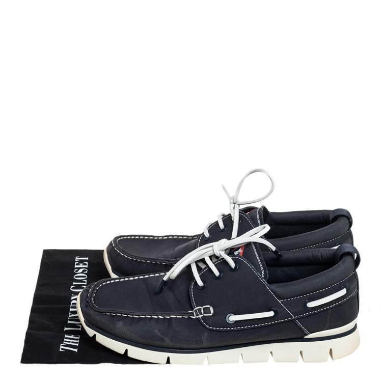 Pre Owned Louis Vuitton Blue Canvas Boat Shoes Size 45