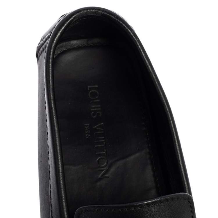 Pre Owned Louis Vuitton Black Leather Monte Carlo Slip On Loafer Size 44.5