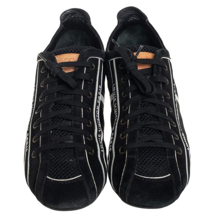 Pre Owned Louis Vuitton Black/White Canvas And Suede Cosmos Low Top Sneakers Size 42