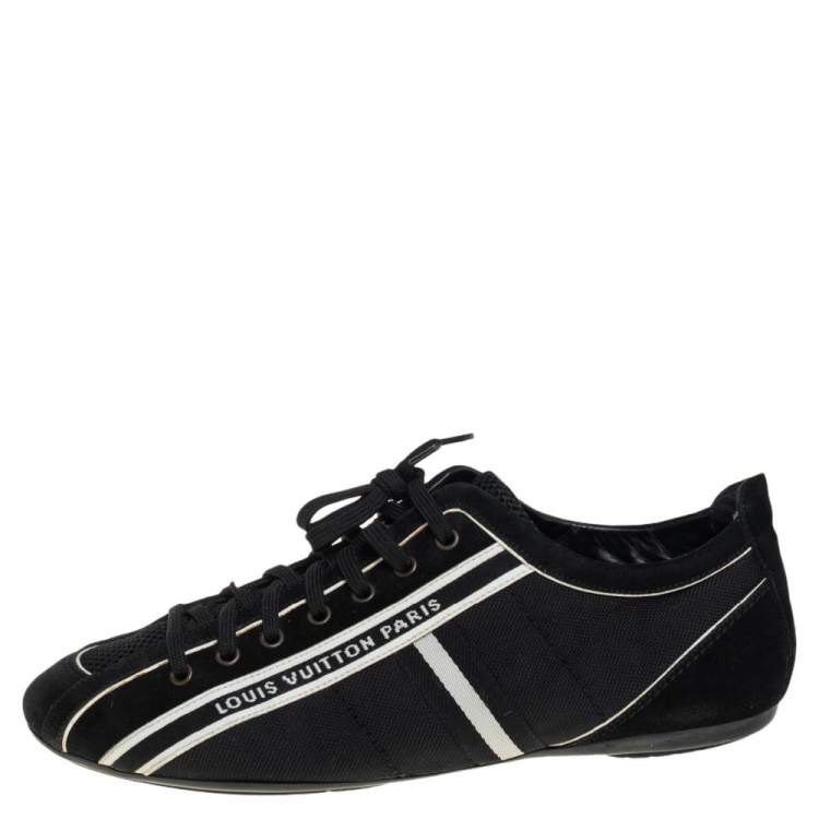Pre Owned Louis Vuitton Black/White Canvas And Suede Cosmos Low Top Sneakers Size 42