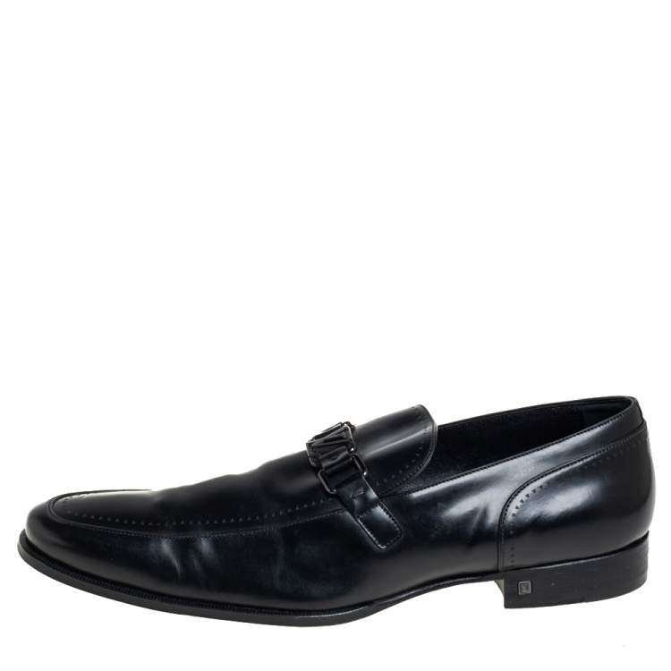 Pre Owned Louis Vuitton Black  Leather Major Loafers Size 45