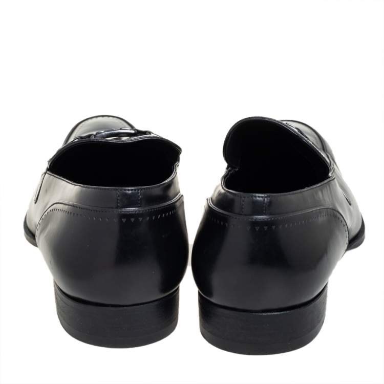 Pre Owned Louis Vuitton Black  Leather Major Loafers Size 45