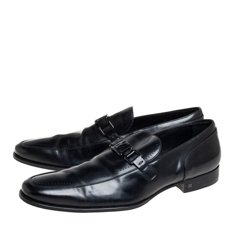 Pre Owned Louis Vuitton Black  Leather Major Loafers Size 45