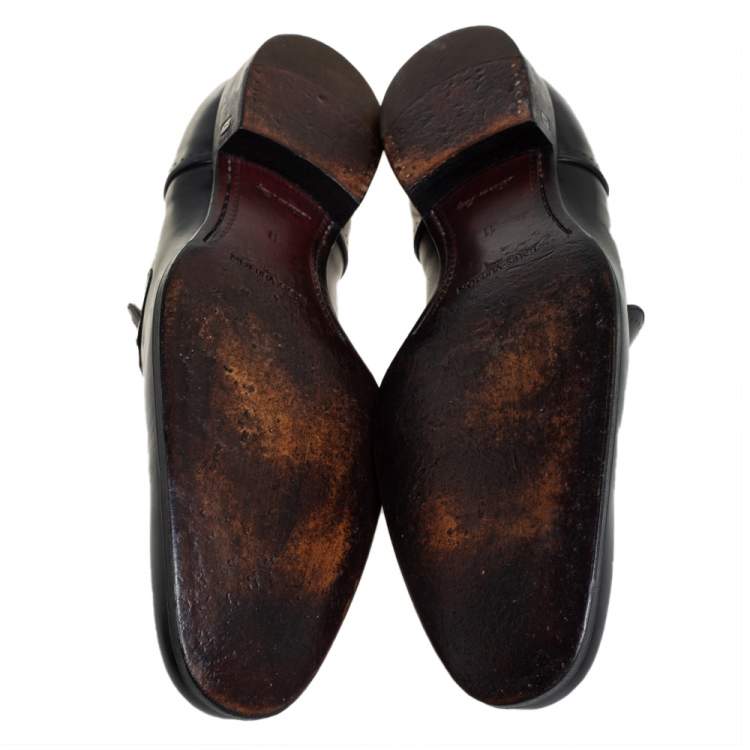 Pre Owned Louis Vuitton Black  Leather Major Loafers Size 45