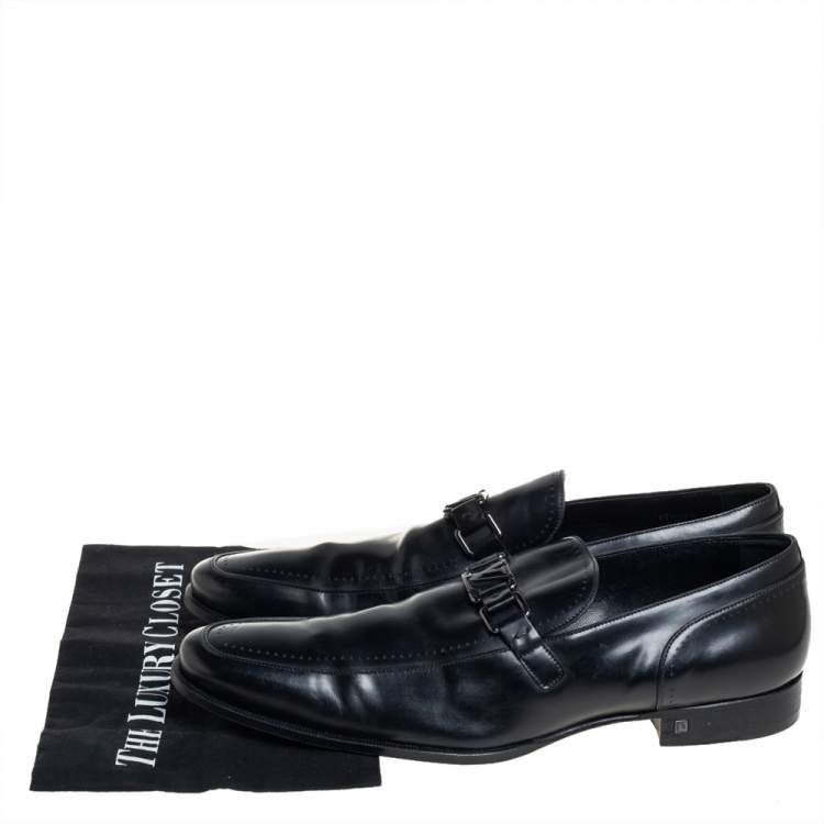Pre Owned Louis Vuitton Black  Leather Major Loafers Size 45