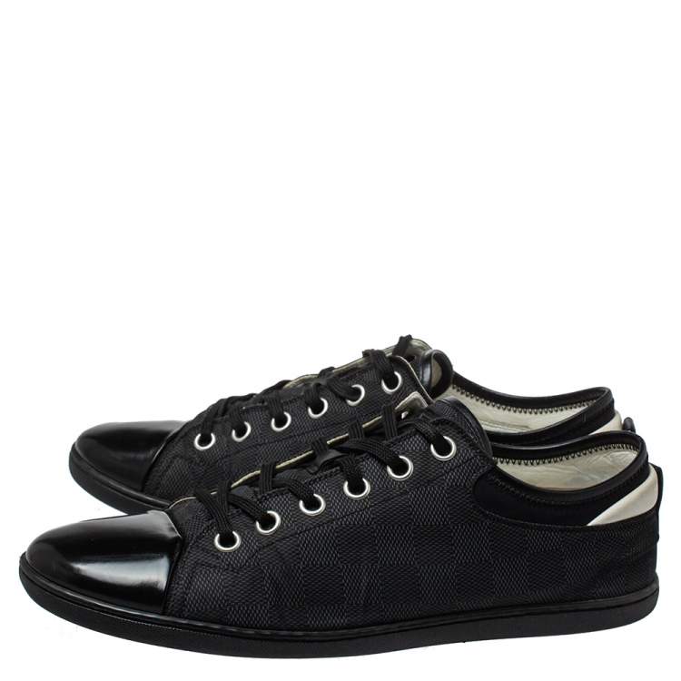 Pre Owned Louis Vuitton Black/Grey Graphite Damier Nylon And  Leather Cap Toe Low Top Sneakers Size 42