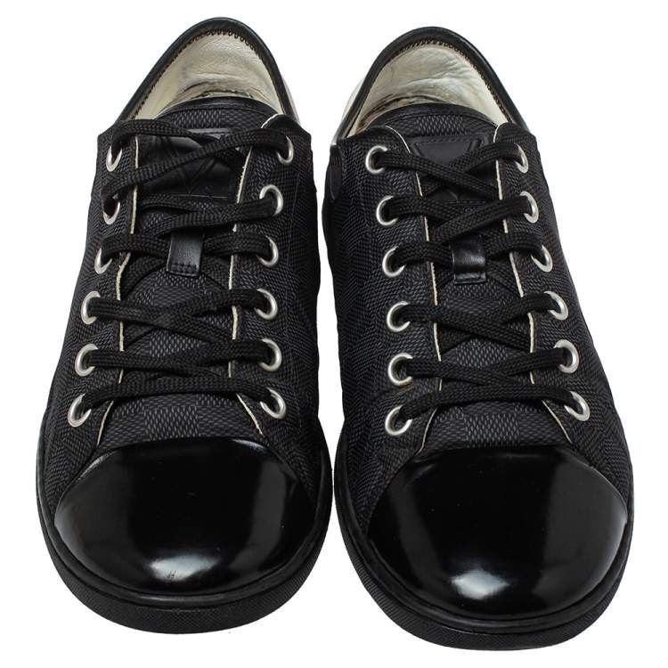 Pre Owned Louis Vuitton Black/Grey Graphite Damier Nylon And  Leather Cap Toe Low Top Sneakers Size 42