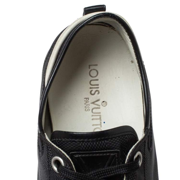 Pre Owned Louis Vuitton Black/Grey Graphite Damier Nylon And  Leather Cap Toe Low Top Sneakers Size 42