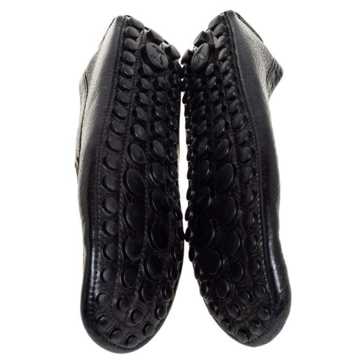 Pre Owned Louis Vuitton Black Leather Slip On Loafers Size 43.5