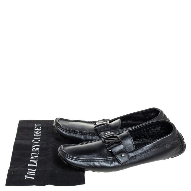 Pre Owned Louis Vuitton Black Leather Monte Carlo Loafers Size 43