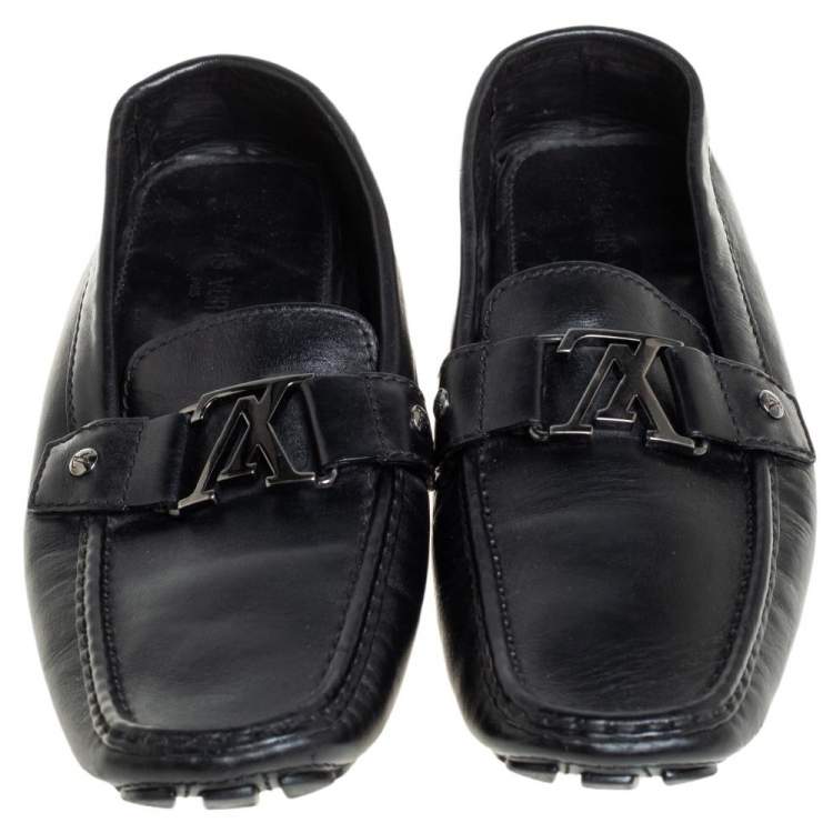 Pre Owned Louis Vuitton Black Leather Monte Carlo Loafers Size 43