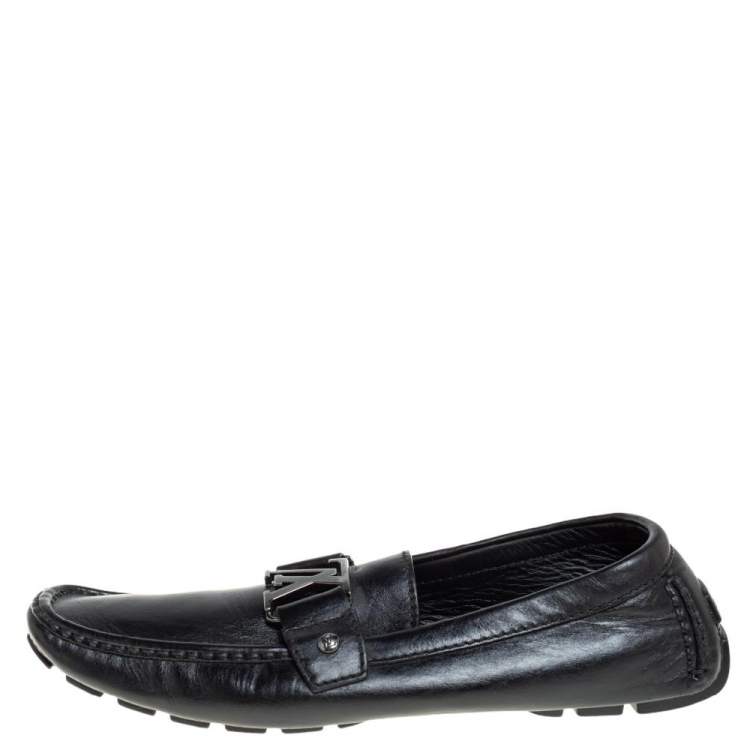 Louis Vuitton Black Leather Monte Carlo Slip On Loafers Size 43