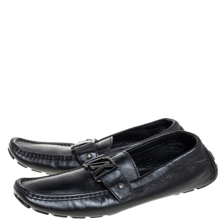 Pre Owned Louis Vuitton Black Leather Monte Carlo Loafers Size 43
