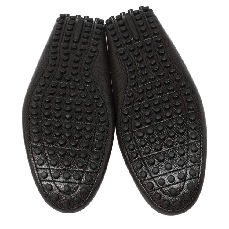 Pre Owned Louis Vuitton Black Leather Hockenheim Slip On Loafers Size 41