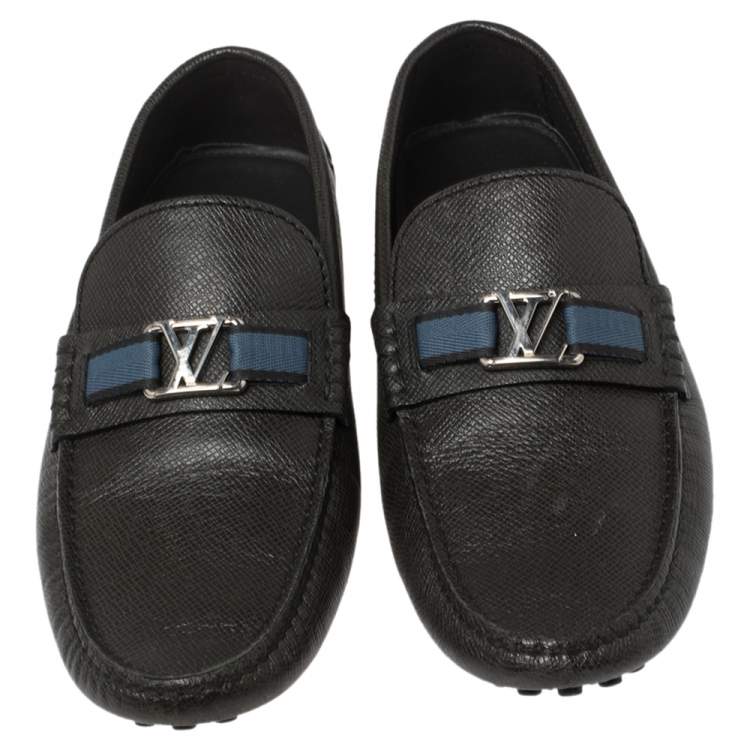 Pre Owned Louis Vuitton Black Leather Hockenheim Slip On Loafers Size 41