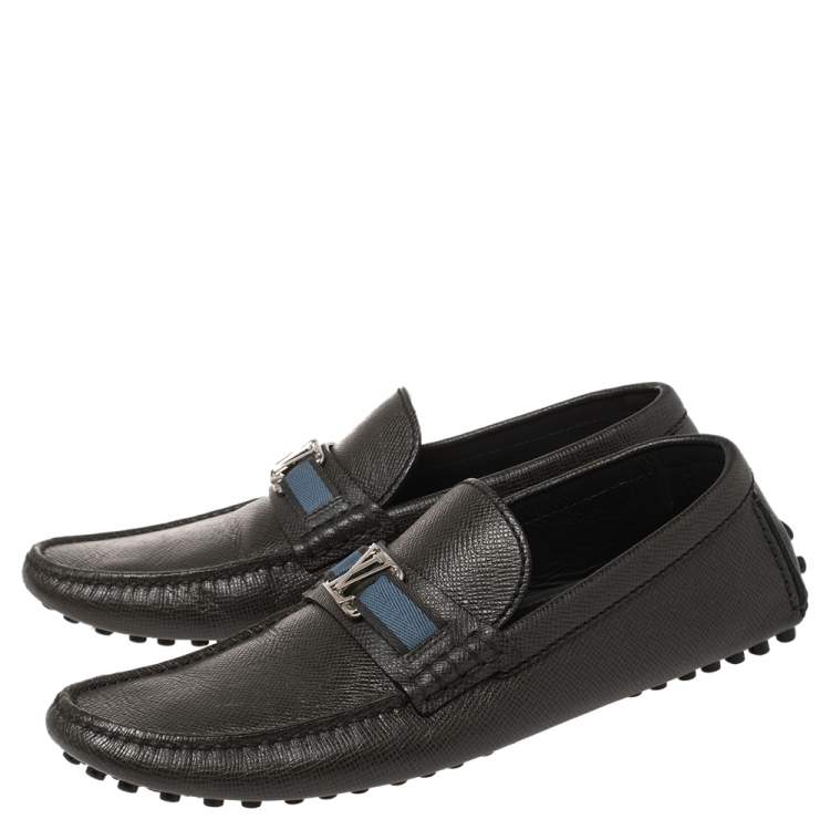 Pre Owned Louis Vuitton Black Leather Hockenheim Slip On Loafers Size 41