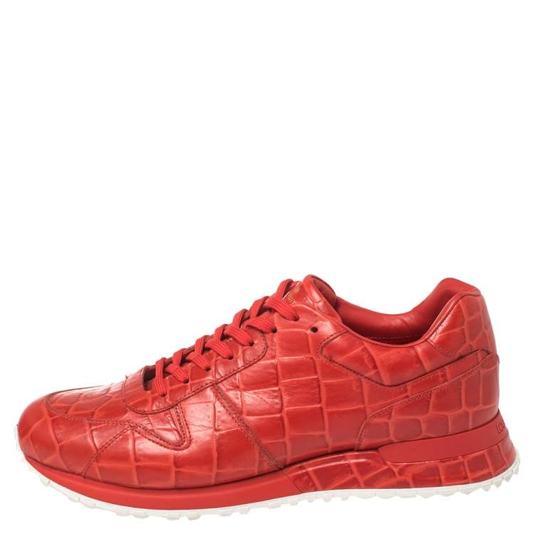 Louis Vuitton Red Croc Embossed Leather Run Away Low Top Sneakers Size 41.5 Louis  Vuitton