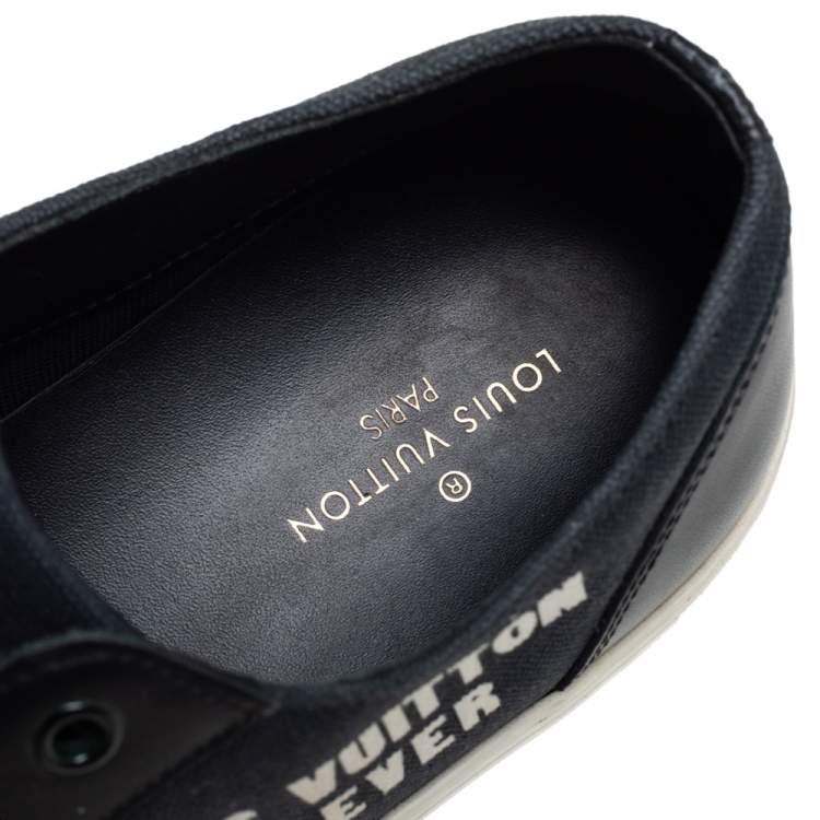 Pre Owned Louis Vuitton Black Canvas And Leather LV Forever Tattoo Low Top Sneakers Size 41.5