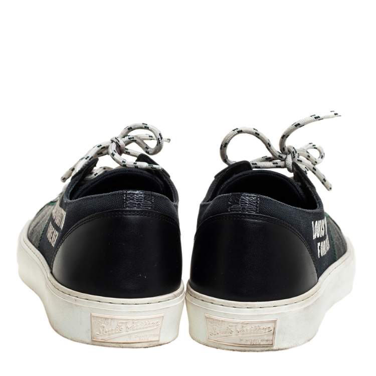 Pre Owned Louis Vuitton Black Canvas And Leather LV Forever Tattoo Low Top Sneakers Size 41.5