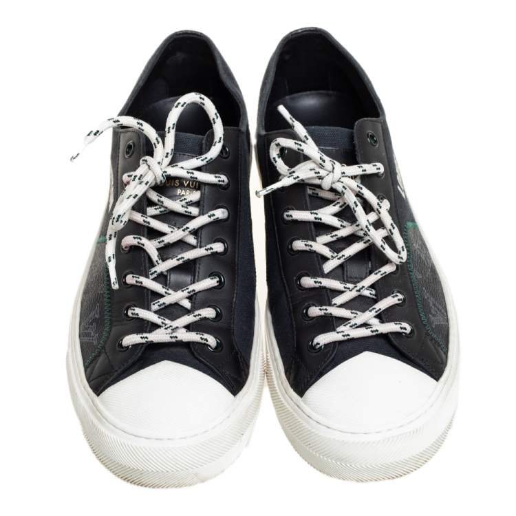 Pre Owned Louis Vuitton Black Canvas And Leather LV Forever Tattoo Low Top Sneakers Size 41.5