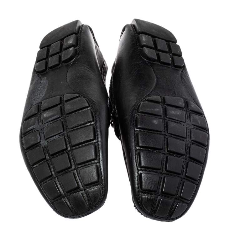 Pre Owned Louis Vuitton Black Leather Monte Carlo Slip on Loafer Size 44