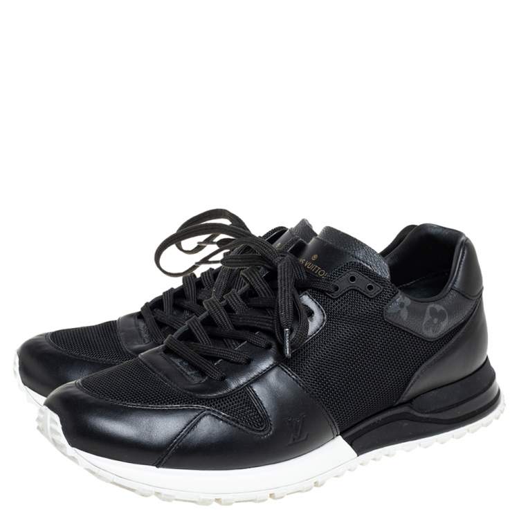 Pre Owned Louis Vuitton Black Mesh And Leather Low Top Sneakers Size 41