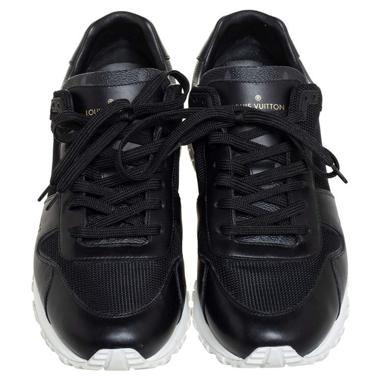 Pre Owned Louis Vuitton Black Mesh And Leather Low Top Sneakers Size 41