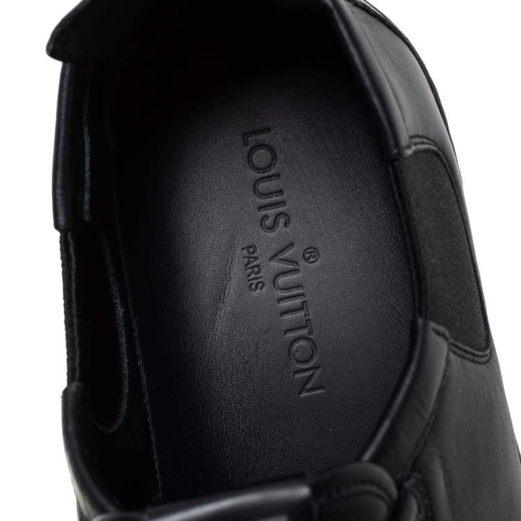 Pre Owned Louis Vuitton Black Leather Slalom Low Top Sneakers Size 42.5