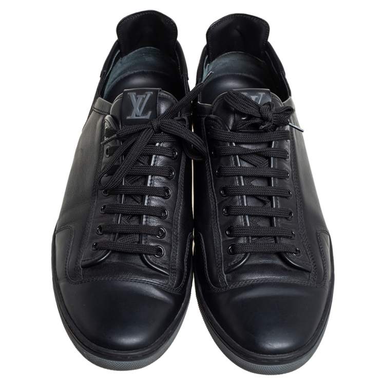 Pre Owned Louis Vuitton Black Leather Slalom Low Top Sneakers Size 42.5
