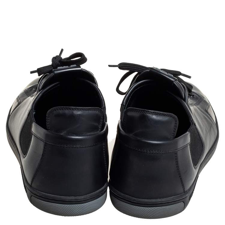 Pre Owned Louis Vuitton Black Leather Slalom Low Top Sneakers Size 42.5