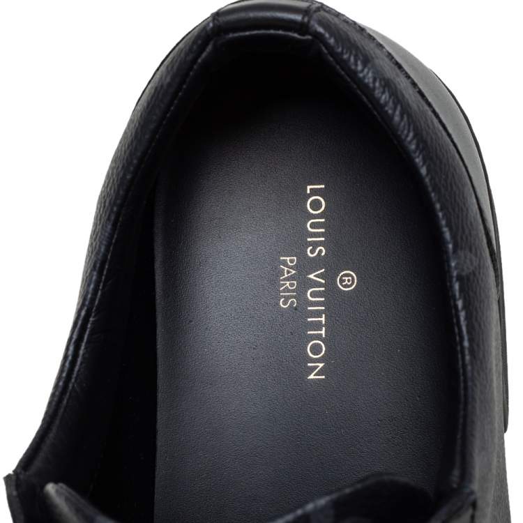 Pre Owned Louis Vuitton Black Leather and Monogram Eclipse Canvas Match Up Sneaker Size 41.5
