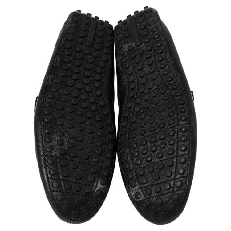Pre Owned Louis Vuitton Black Damier Leather Infini Hockenheim Slip on Loafers Size 41