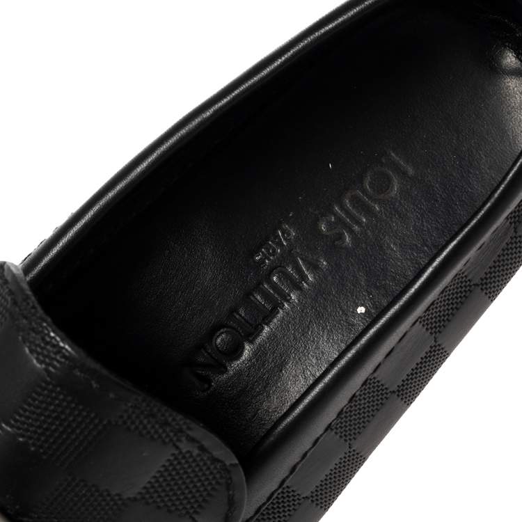 Pre Owned Louis Vuitton Black Damier Leather Infini Hockenheim Slip on Loafers Size 41