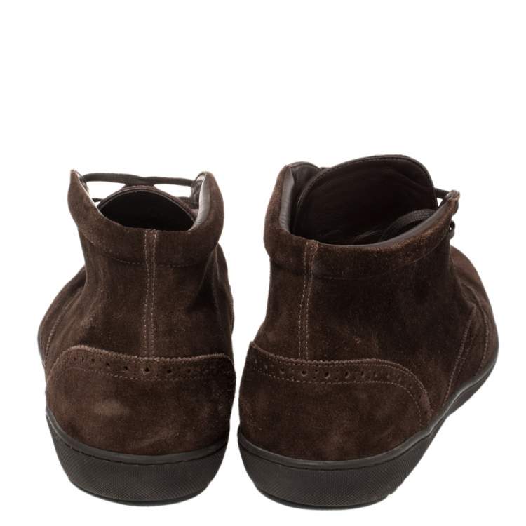 Pre Owned Louis Vuitton Dark Brown Suede Brogue Derby Size 44.5