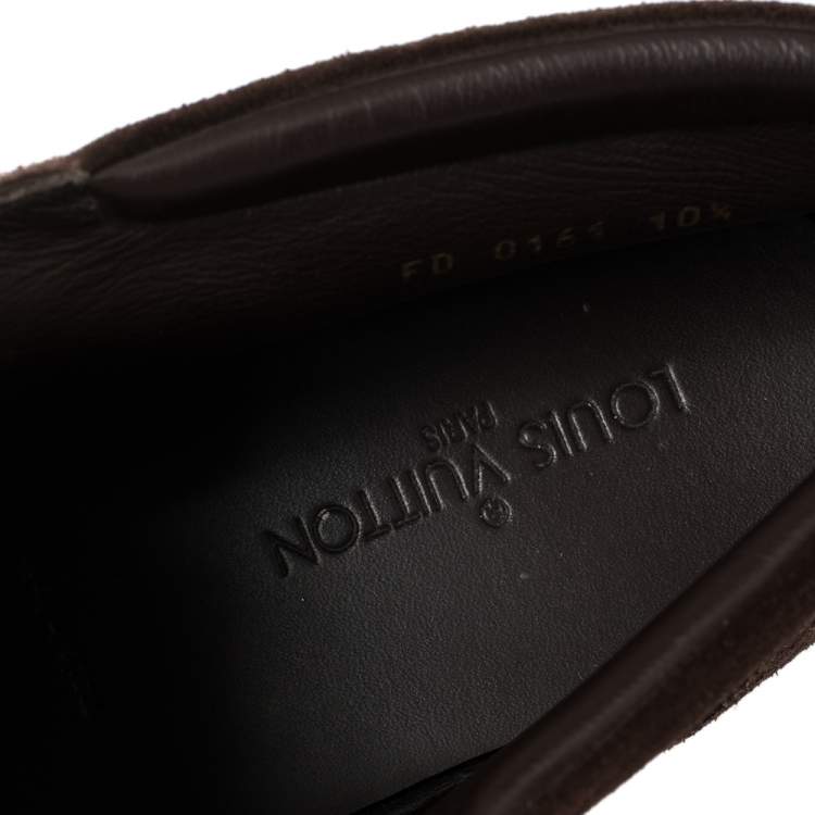 Pre Owned Louis Vuitton Dark Brown Suede Brogue Derby Size 44.5