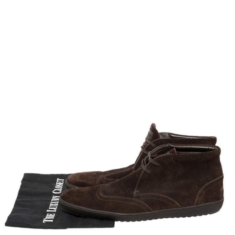 Pre Owned Louis Vuitton Dark Brown Suede Brogue Derby Size 44.5