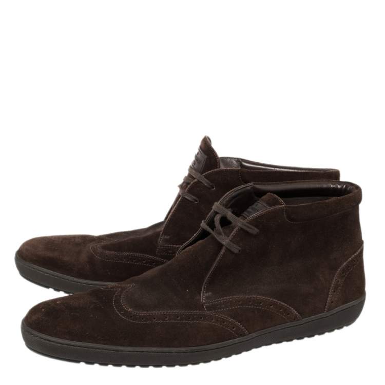Pre Owned Louis Vuitton Dark Brown Suede Brogue Derby Size 44.5
