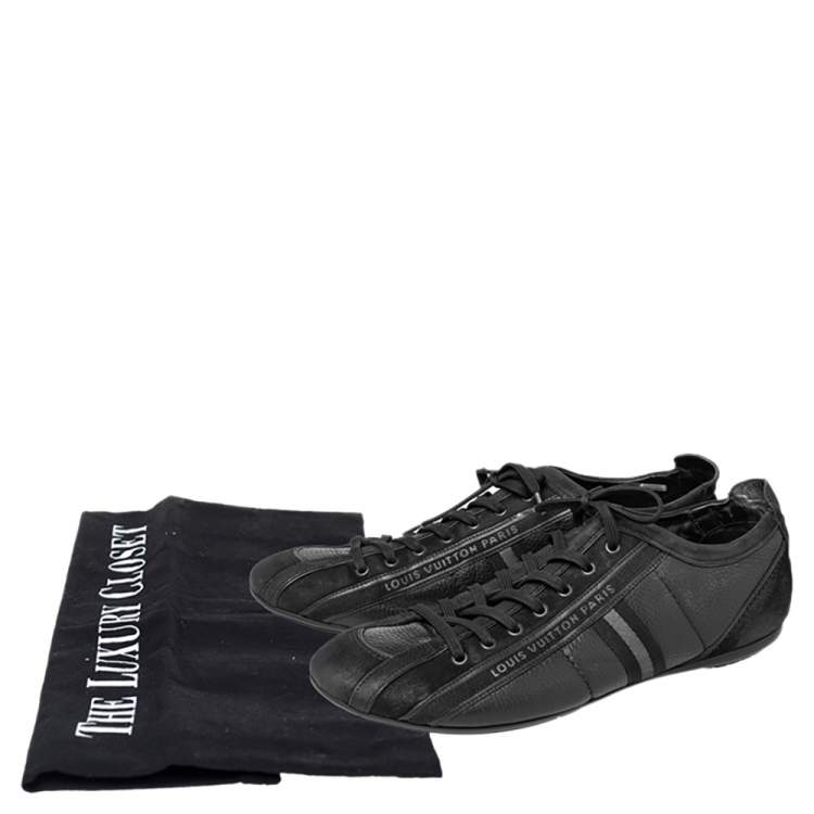 Pre Owned Louis Vuitton Black Nubuck And Leather Cosmos Low Top Sneakers Size 43.5