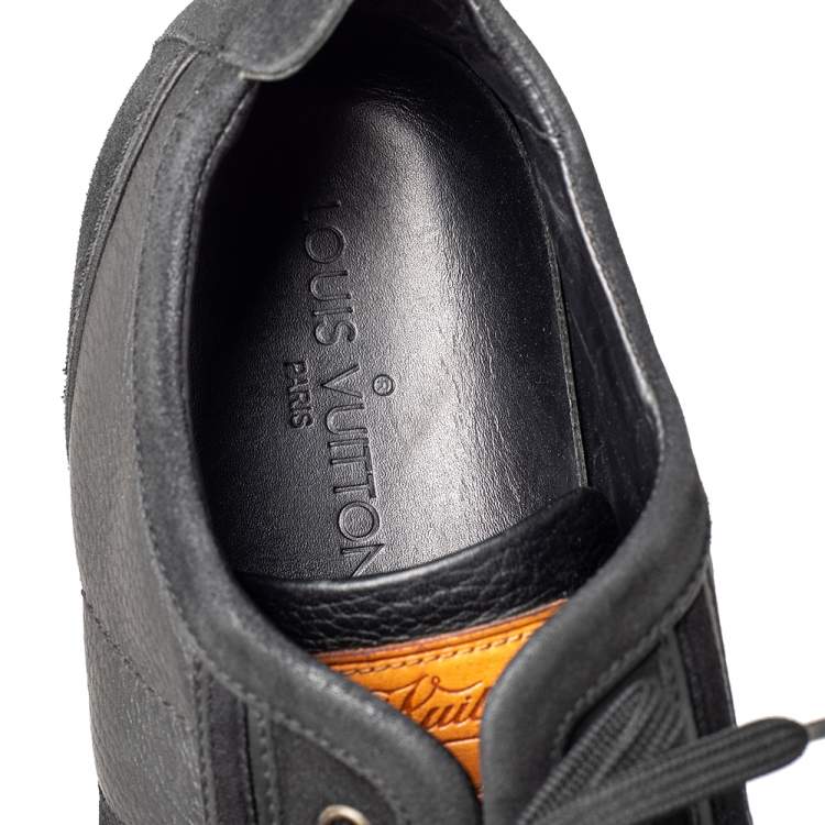 Pre Owned Louis Vuitton Black Nubuck And Leather Cosmos Low Top Sneakers Size 43.5