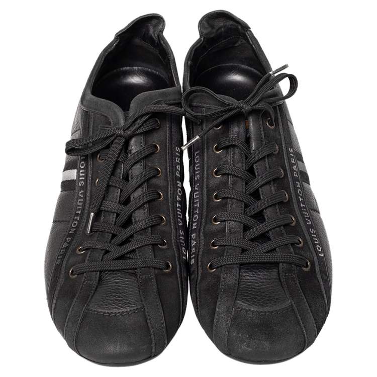 Pre Owned Louis Vuitton Black Nubuck And Leather Cosmos Low Top Sneakers Size 43.5