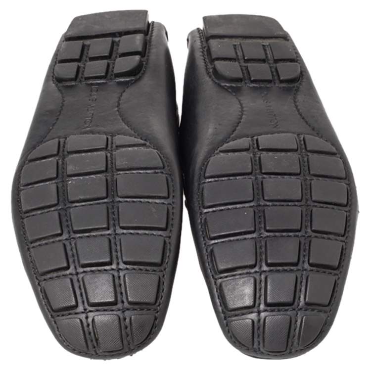 Pre Owned Louis Vuitton Black Leather Monte Carlo Slip On Loafers Size 41