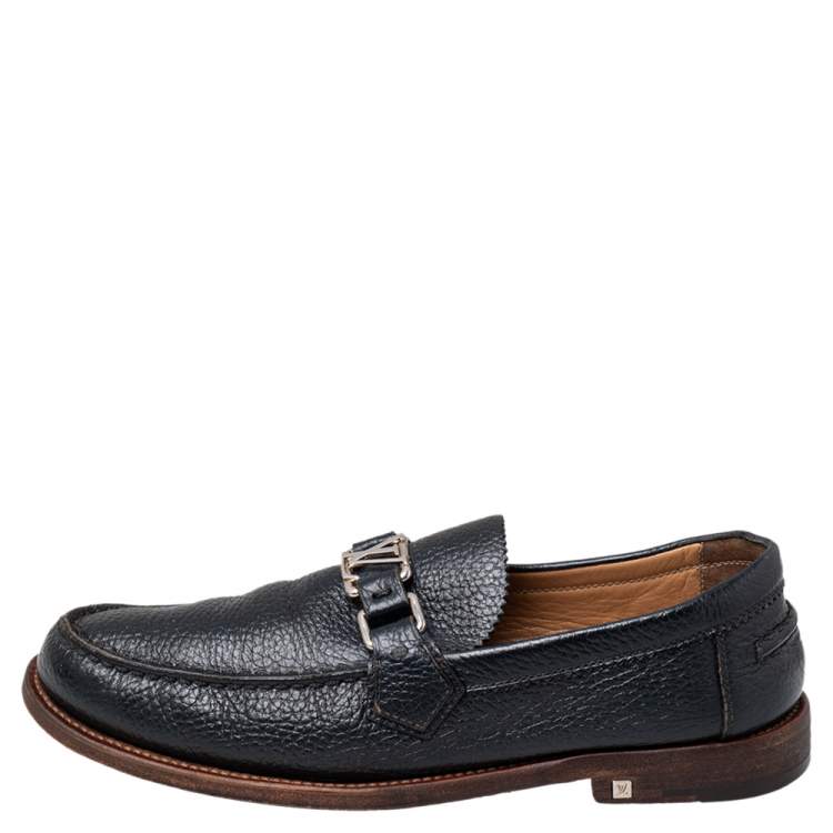 Pre Owned Louis Vuitton Black Leather Major Loafers Size 41