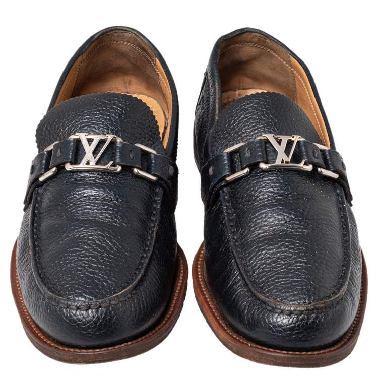 Pre Owned Louis Vuitton Black Leather Major Loafers Size 41