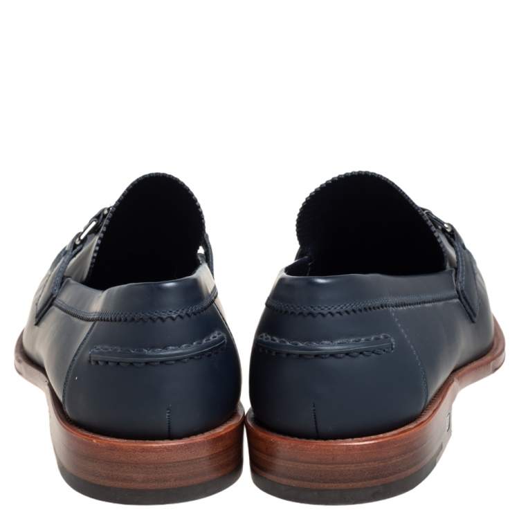 Pre Owned Louis Vuitton Blue Rubber Major Loafer Size 46
