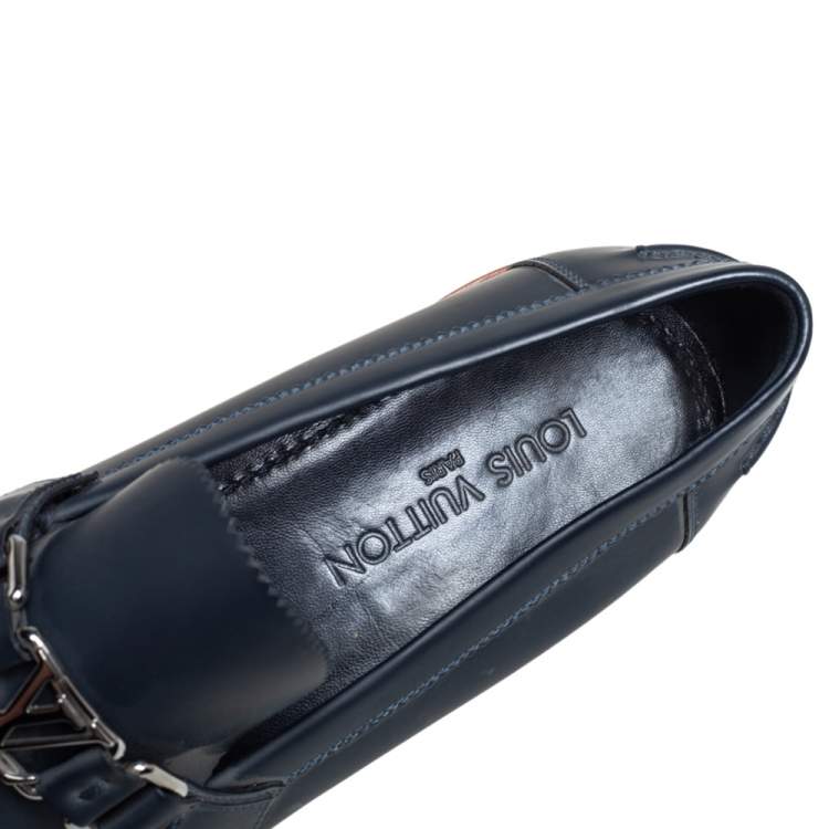 Pre Owned Louis Vuitton Blue Rubber Major Loafer Size 46