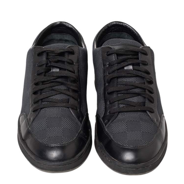 Pre Owned Louis Vuitton Graphite Damier Fabric And Leather Offshore Low Top Sneakers Size 40