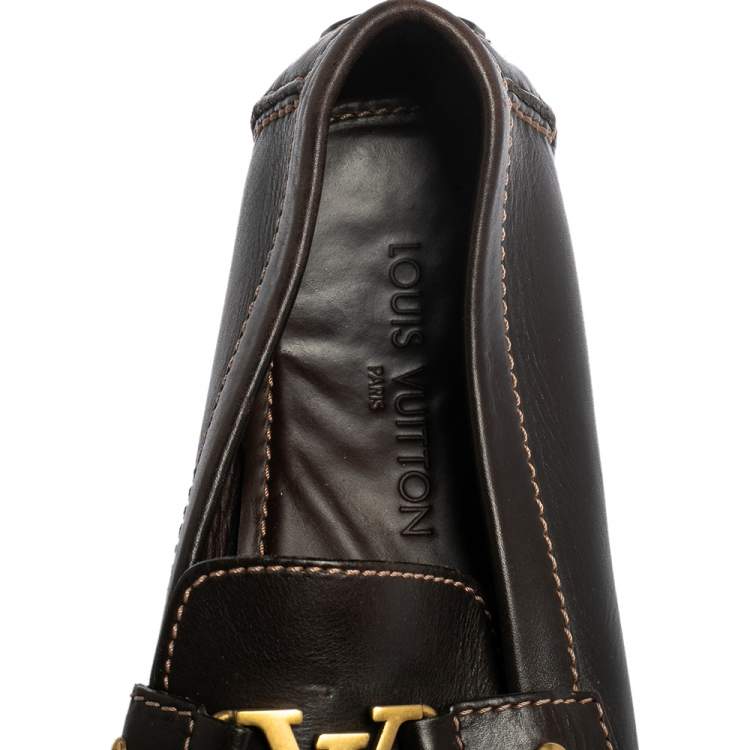 Pre Owned Louis Vuitton Brown Leather Monte Carlo Loafers Size 43